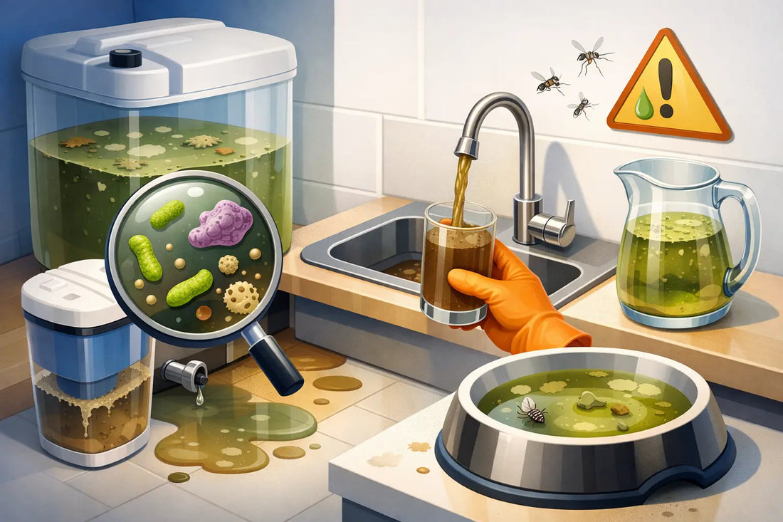 Señales de agua almacenada contaminada en casa
