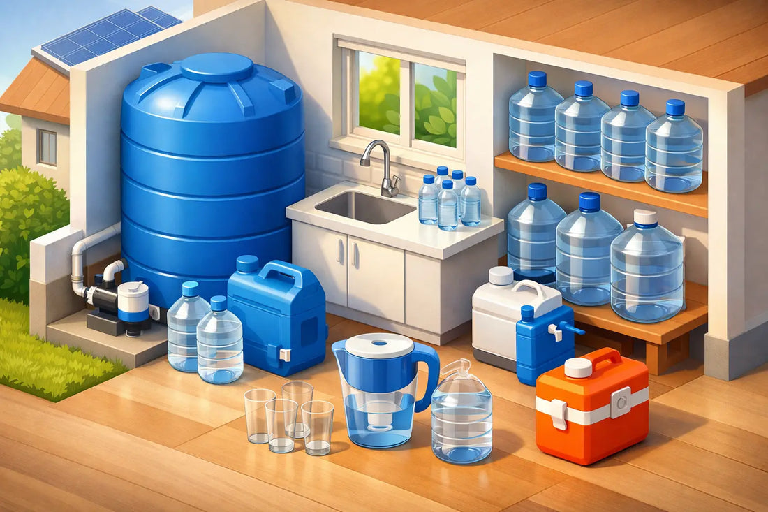 Agua almacenada segura en casa