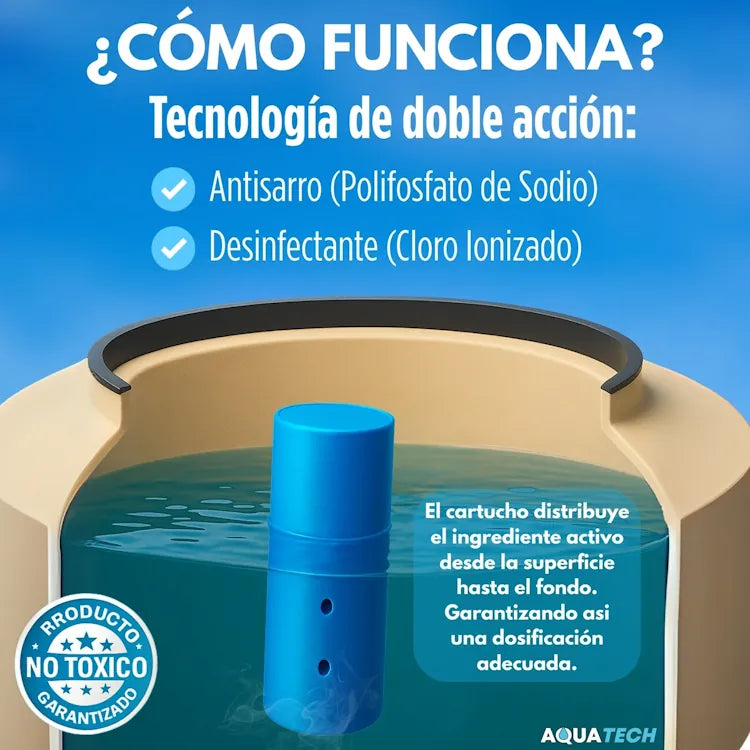 Sistema Dual Antisarro y Desinfectante Para Tinaco de 450 a 1,100 L