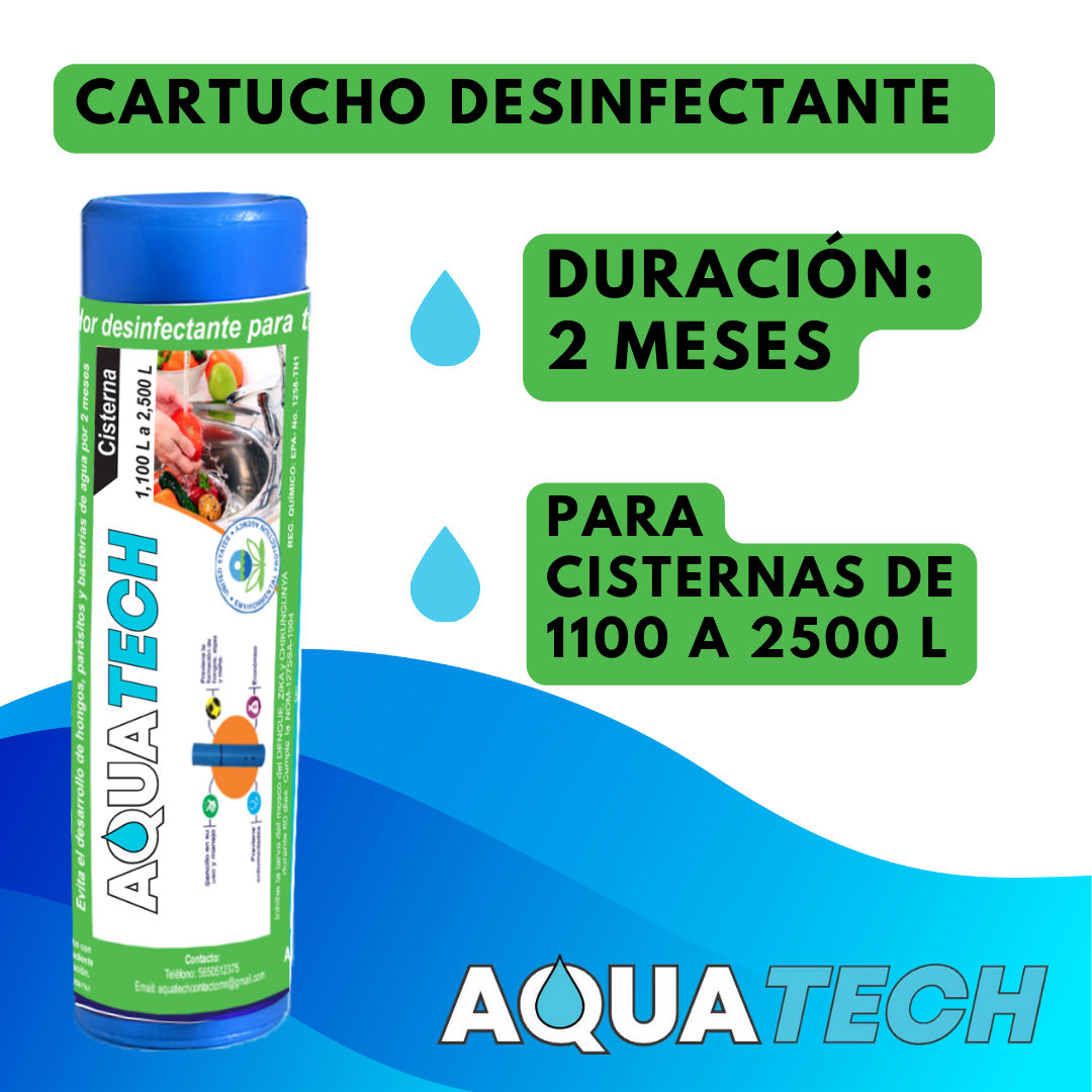 Sistema Clorador Desinfectante Antiscéptico para Tinacos y Cisternas de 1,100 a 2,400 L.