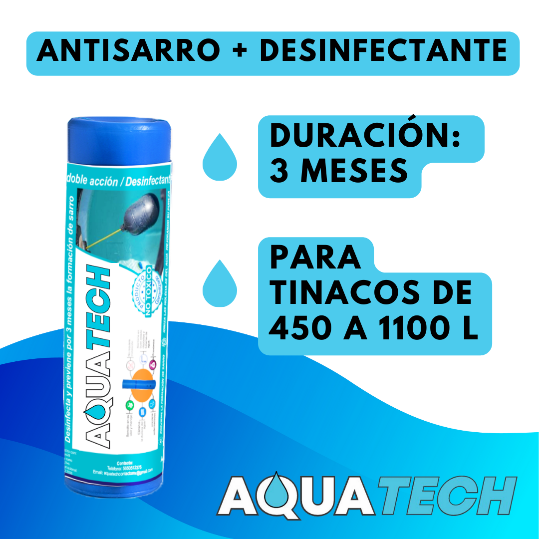 Sistema Dual Antisarro y Desinfectante Para Tinacos 450 a 1,100 L