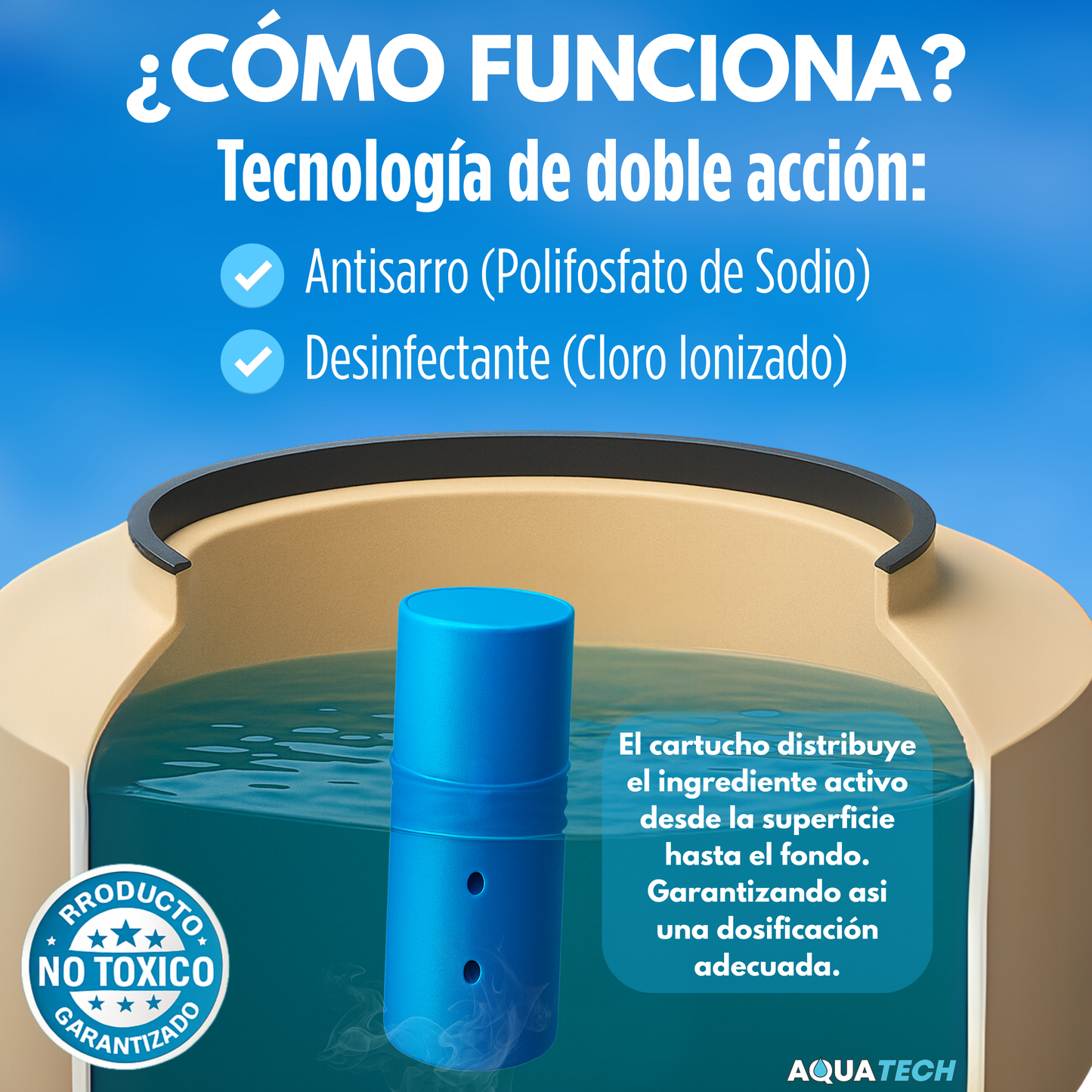 Sistema Antisarro y Desinfectante Premium para Tinaco y Cisternas de 500 a 1,500 L