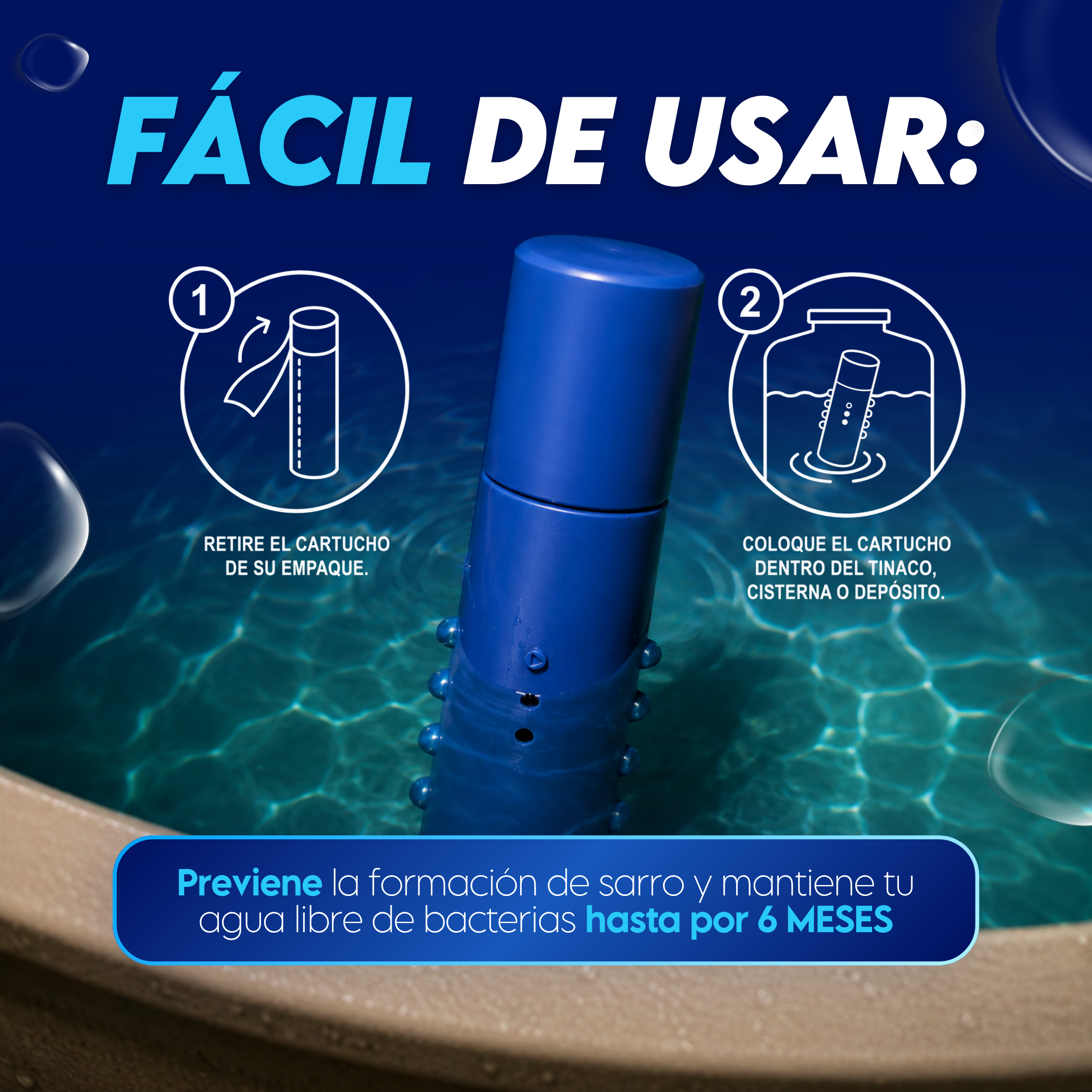 Sistema Antisarro y Desinfectante Premium para Tinacos y Cisternas de 500 a 1,500 L