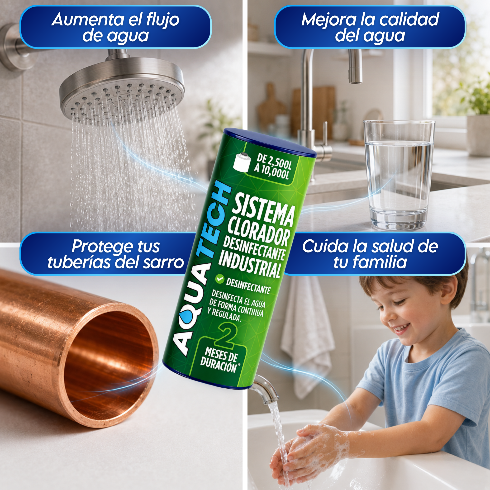 Sistema Clorador Desinfectante Antiscéptico para Cisterna Industrial de 2,500 a 10,000 L
