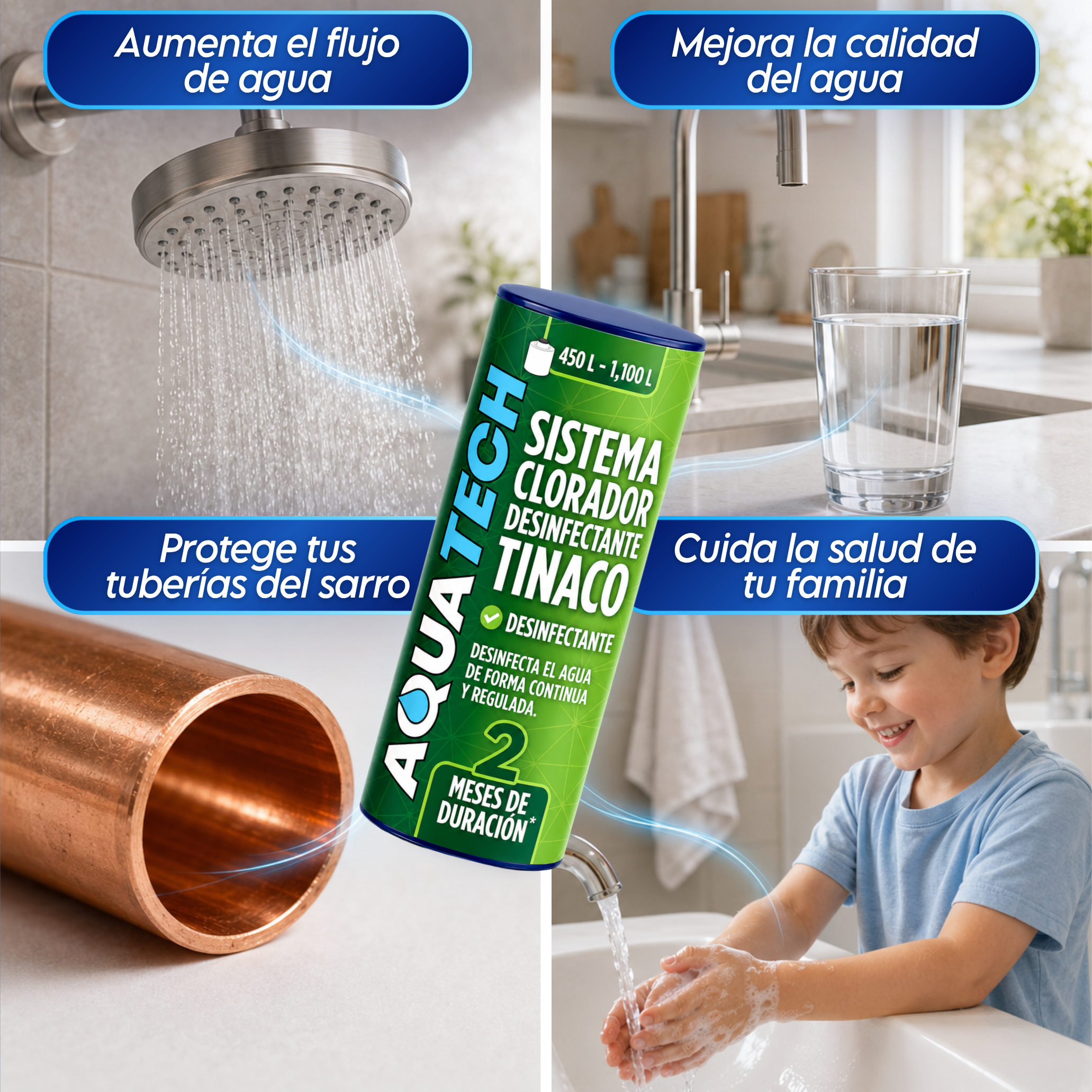 Sistema Clorador Desinfectante Antiscéptico para Tinaco de 450 a 1,100 L