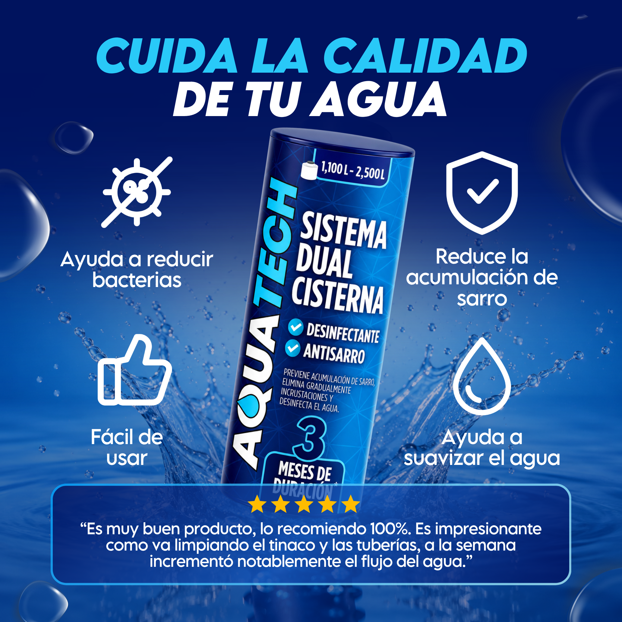 Sistema Dual Antisarro y Desinfectante para Cisternas de 1,100 a 2,400 L