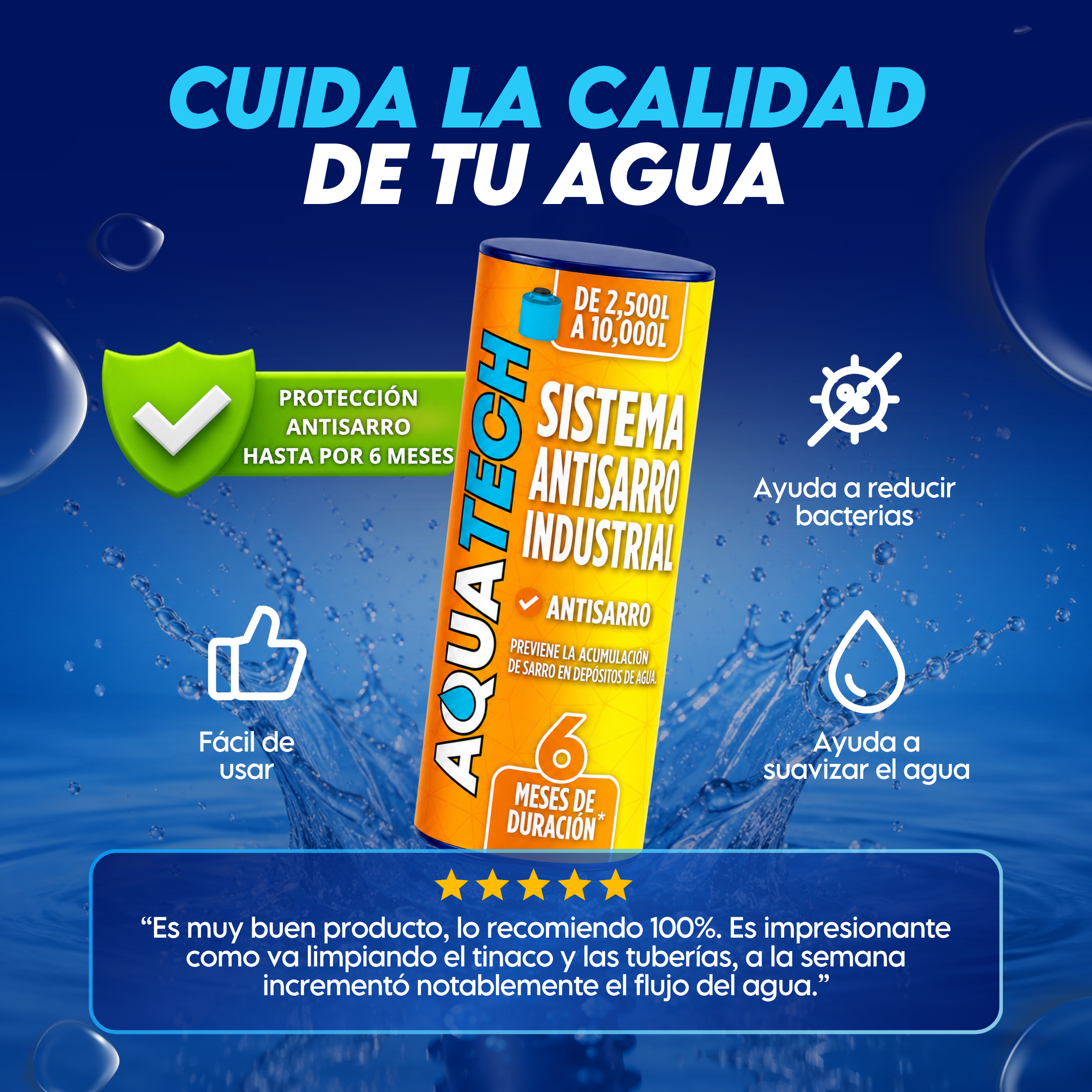 Sistema Antisarro para Cisterna Industrial de 2,500 a 10,000 L