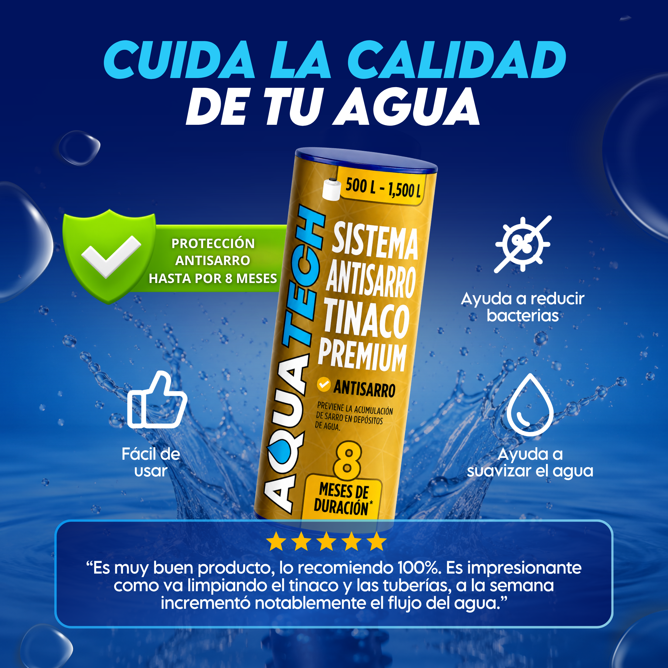 Sistema Antisarro Premium para Tinaco de 500 a 1,500 L