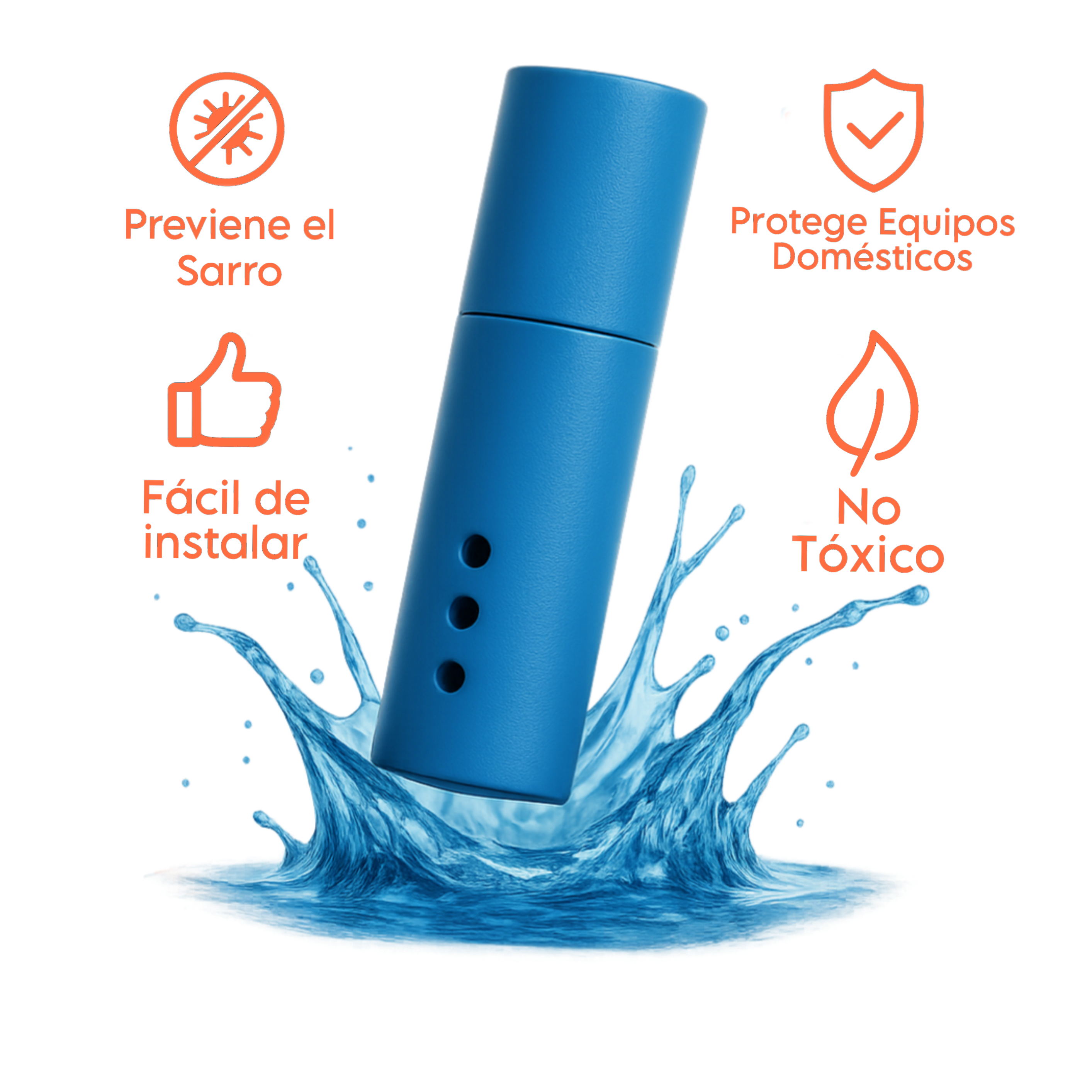 Sistema antisarro y desinfectante de agua Aquatech instalado en un tinaco o cisterna doméstico; mejora la calidad del agua, protege la salud familiar y evita la acumulación de sarro.